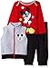 Disney Baby Boys' Mickey Mouse 3 Piece Vest, Bodysuit OR T-Shirt, and Pant Set, lightheather Grey, 0-3 Months