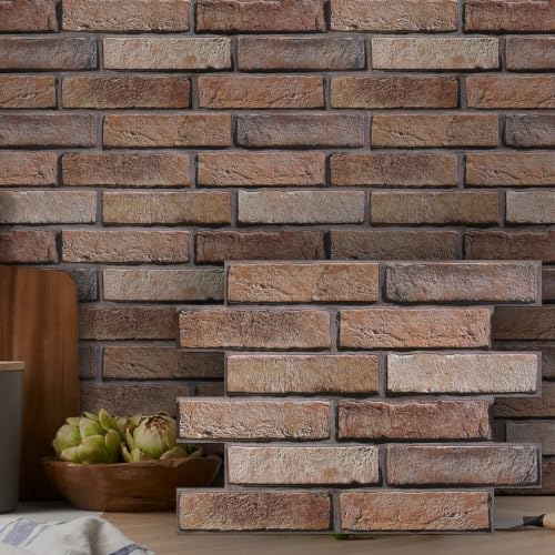 COMSTICKC 3D Bricks Wall Stickers, 10 Pieces, 30 x 40 cm, High Quality PVC Wall Stickers Panels for 3D Stone, Decorative Panels for Living Room, Bathroom, Kitchen