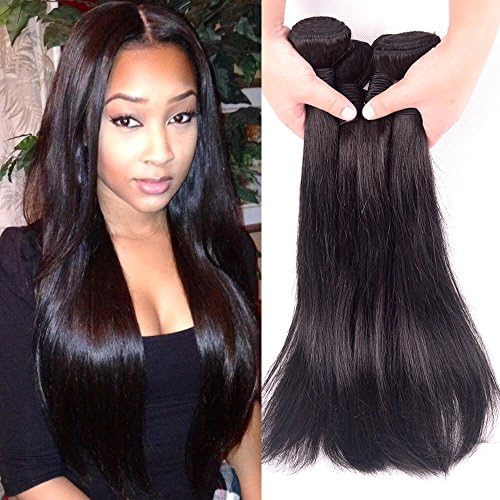 MYHAIRBUY 8A Brazilian Virgin Human Hair Weave 3 Bundles Straight, Cheap Unprocessed Peruvian Remy Hair Extensions wholesale price, Buy Real Indian Natural Color Hair Weft Deals (16 18 20 inch)