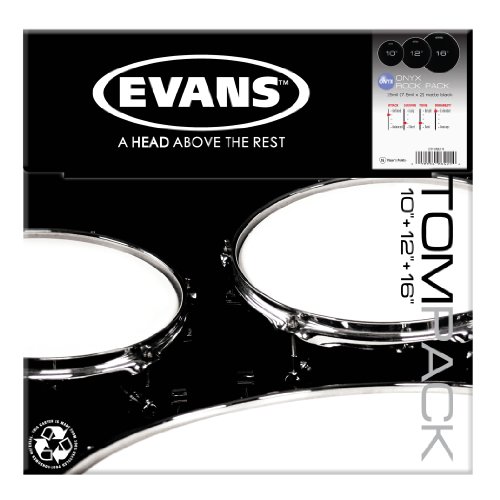 Evans Drum Heads - Onyx 2-Ply Tompack Coated, Rock (10 inch, 12 inch, 16 inch)