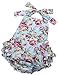 Fubin Baby Girl's Floral Print Ruffles Romper Summer Clothes With Headband,Mint,7-12 months