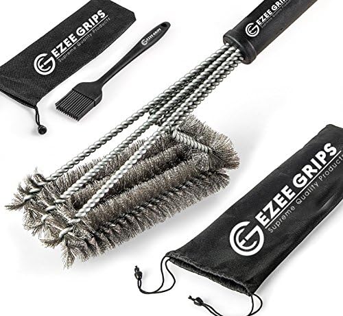 Ezee Grips 18 Inch BBQ Grill Brush with Bag and  Basting Brush