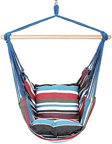 Hammock Hanging Cord Chair Swing Chair Seat w/2 Pillow for Garden (White) for Children, Detachable Outdoor Toddlers Children ( Color : Watermelon Red )