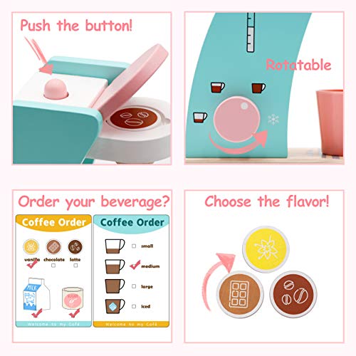 Tiny Land Kinderküche Brew & Serve Kaffeemaschinen-Set aus Holz - Spielen Sie Küchenzubehör, ermutigen Sie… – Bild 4