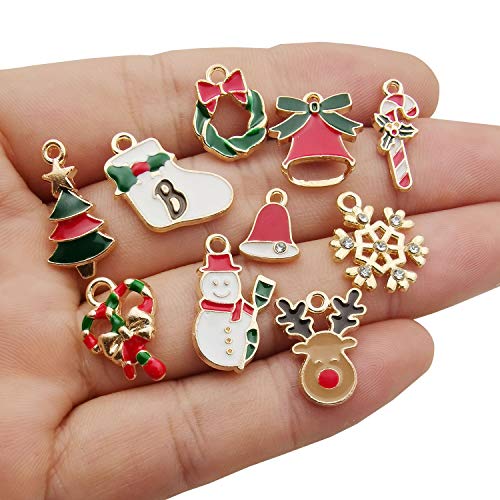 WOCRAFT 60pcs Assorted Gold Plated Enamel Christmas Charm Pendant for DIY Jewelry Making Necklace Bracelet Earring DIY Jewelry Accessories Charms M346