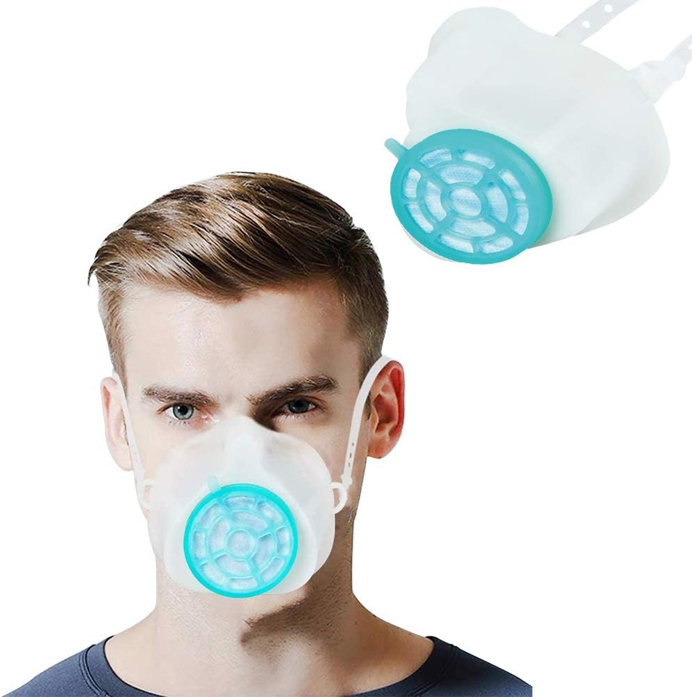 QOTTY Reusable Adjustable lanyard Silicone Mask With 50 Pcs Filter, Washable