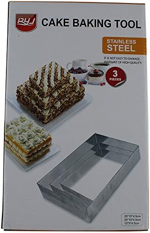 Stainless Steel 3 Pcs Cheese Mousses Rings Cake Mould Cookie Cutters Baking Tool for Desserts Making, Rectangle