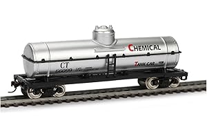 Cpinmicn HO Scale 40' Chemical Tank Car, Silver, Model Train Freight Car with Metal Wheels, 15x3.5x5.3cm, CT 66099