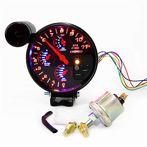Transser 4 In 1 12V Universal 5" Tachometer 11,000 Rpm Gauge With Oil/Water Temperature Oil Pressure Shift Light (black) - Thumbnail 2