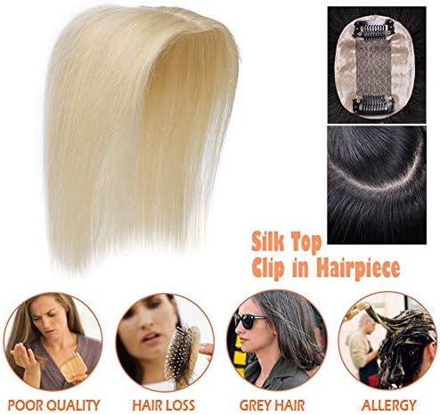 Silk Base Top Hairpiece Human Hair Clip in Topper for Women Hand-made Toupeer Thinning Hair Blonde Black Brown 6-20 inch