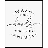 Wash Your Hands, You Filthy Animal, Kids Bathroom Wall Decor, Funny Bathroom Quote Prints Decor, Toilet Wall Art, 8x10 inch - UNFRAMED