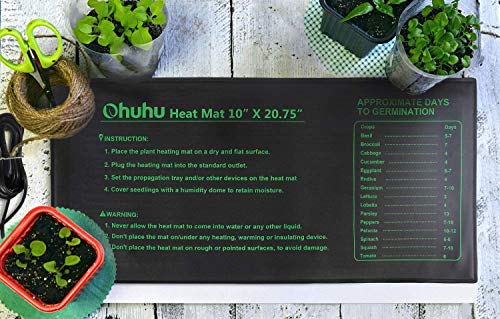 Ohuhu Heizmatte Wärmematte für Sämling Germination 2 Stück, Wasserdichtes Heizmatte Pflanzen Gewächshaus Heizkissen Reptil Temperatur Heizkissen Hydroponischer Gartensaatstarter, 25x52 cm – Bild 5