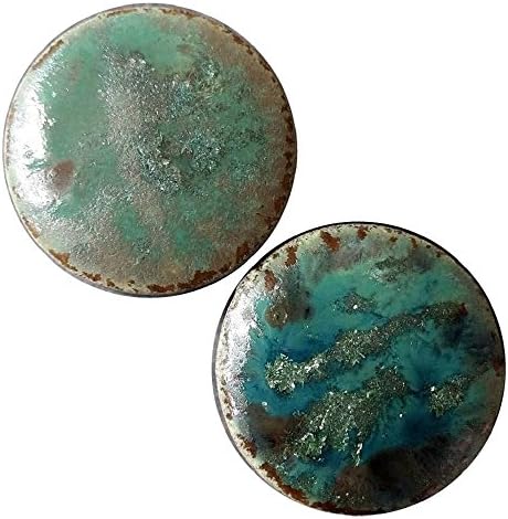Pair - Malachite Ceramic Glass Ear Plugs with Essential Oils Diffuser for Scented Gauges (22mm l 7/8in)