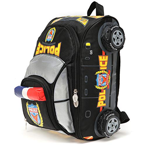 RUNALP 3D Police Car AUDI Q5 Style Backpack, Lightweight and Waterproof, Bag for Toddlers and Kids, Black