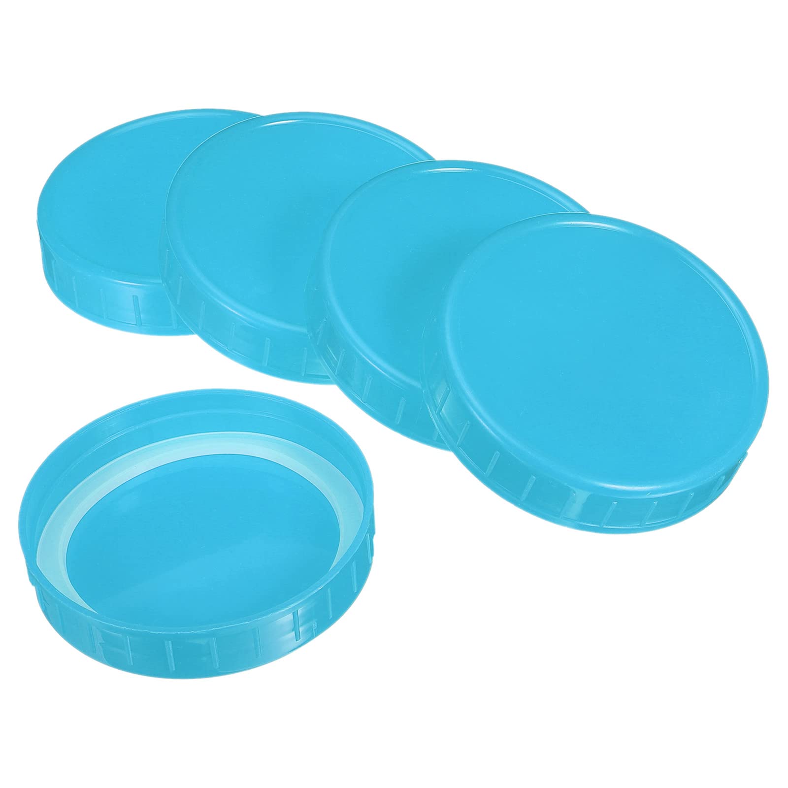 PATIKIL 86mm / 3-1/2" Wide Mouth Plastic Mason Jar Lids, 1Set/10 Pack Canning Jars Caps with Silicone Sealing Ring for Kitchen Storage, Sky Blue