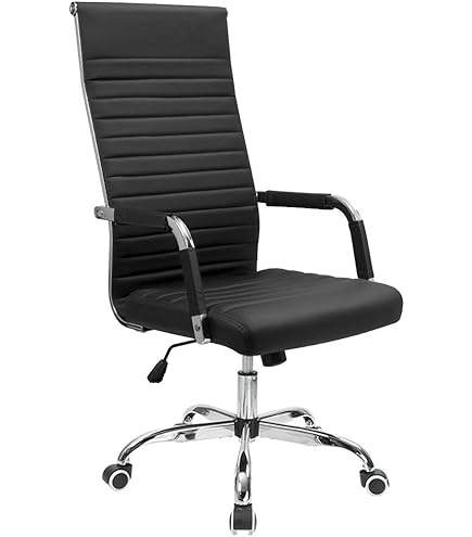 Amazon.com: Furmax Ribbed Office Desk Chair Mid-Back PU Leather