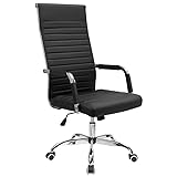 Furmax Ribbed Office Chair High Back PU Leather