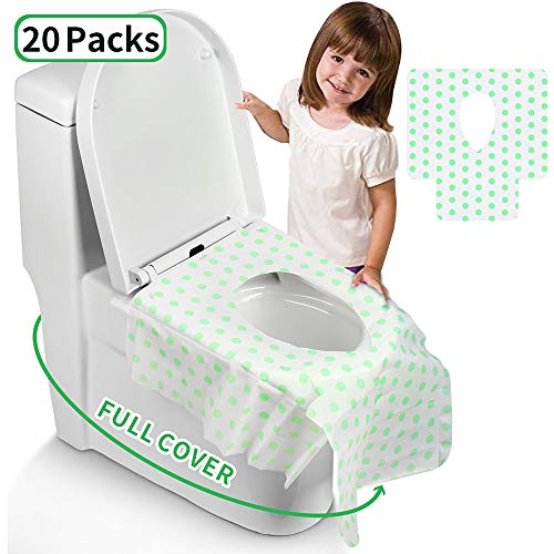 Toilet Seat Covers Disposable, Famard Extra Large Portable Potty Seat Covers for Toddlers, Soft and Waterproof Travel Potty Covers for Kids with Individually Wrapped (20 Packs)
