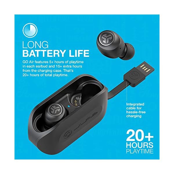 JLab-Audio-Go-Air-True-Wireless-Earbuds-Bluetooth-Wireless-Headphones-and-USB-Charging-Case-with-Dual-Connect-Custom-EQ3-Sound-and-Smallest-Fit-Ever-Black JLab Go Air Wireless Earphones, True Wireless Ear Buds with USB Charging Case, Bluetooth Earbuds with Dual Connect and…