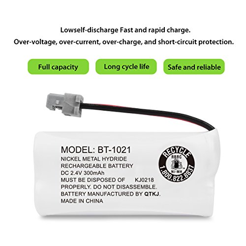 QTKJ BT-1021 BBTG0798001 battery for Uniden BT-1025 BT-1008 BT-1016 D1760 D1760-2 D1780 D1780-2BT D1780-4 D3097 D3098 D1361 DCX150 DCX160 DCX170 DCX309 DCX170BT Cordless Phone Handset (2-Pack)