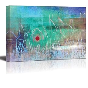 an Electric View of The Sun Above The Grass - Canvas Art Home Art - 12x18 inches