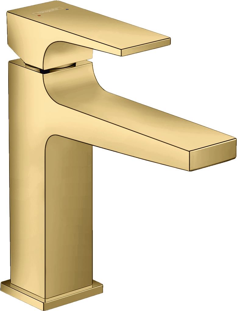 Hansgrohe Metropol Single Lever Basin Mixer 110 With Lever Handle And Push-Open Waste, Polished Gold-Optic, 32507990