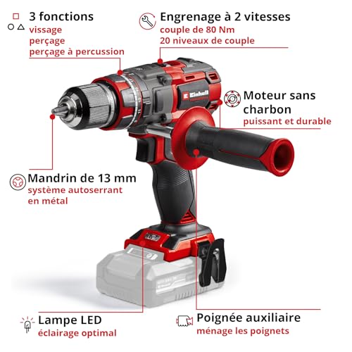 Einhell Professional Cordless Impact Driver TP-CD 18/80 Li-i BL-Solo Power X-Change (18 V, Brushless Motor, 80 Nm, 13 mm Chuck) Delivered without Battery or Charger