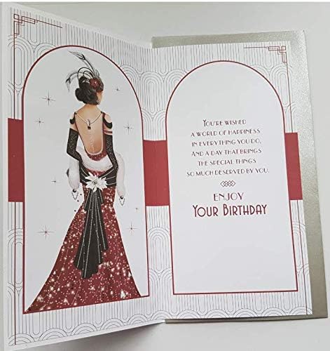 Art Deco Lady - Special Daughter in Law - Glittered Slim Birthday Card - Image 4