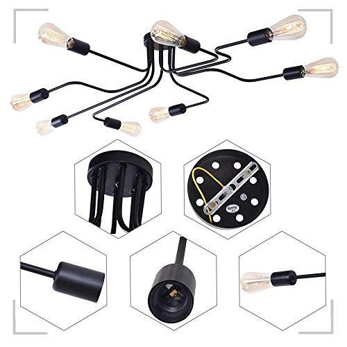 Lingkai Industrial Ceiling Light Vintage Chandelier Metal Pendant Light Creative Retro 8-Light Chandelier Lighting Fixture