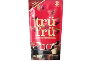 PRISTINE PANTRY Tru Fru White and Dark Chocolate Dipped Freeze-Dried Fruit, Grab & Go, Strawberry, 1.2 oz Z (12-Pack)