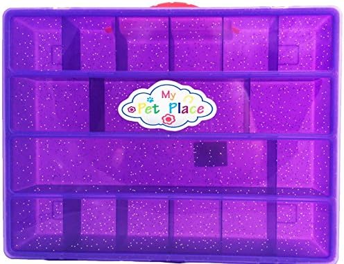 My Pet Places Collectors Case, Organizer for Shopkins Happy Places, Petkins, My Little Pony, Littlest Pet Shop, Compatible with All Seasons of Shopkins, Purple Glitter Sparkle Carrying Case