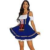 Haoviorus Oktoberfest Outfits Women Slim Fit Dirndl Dresses Traditional Oktoberfest Costumes for German Oktoberfest Halloween