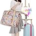 Foldable Travel Tote Bag Waterproof High Capacity Portable Storage Luggage Bag (Pink Floral)