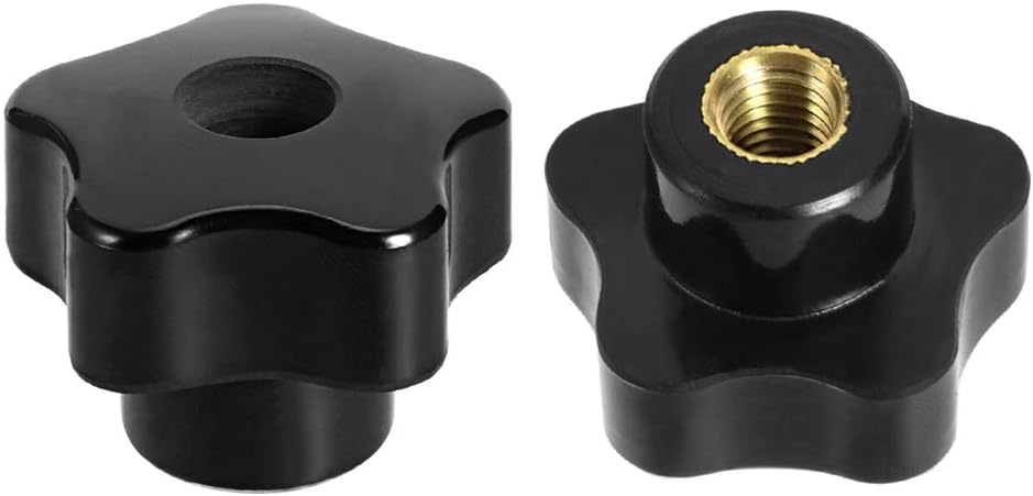 sourcing map Star Knobs Grip Handles M8 Diameter Brass Insert Female Thread Set of 5 Black, M8 x 40mm(5Pack) - Image 4