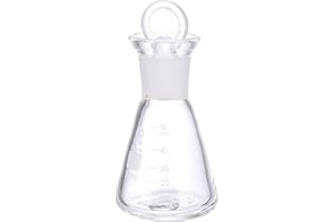 MIPCASE Clear Glass Glass Erlenmeyer Flask, 50ml Narrow Mouth Borosilicate Glass Graduated Conical Flask with Glass Stopper for Experiment, Lab Beaker