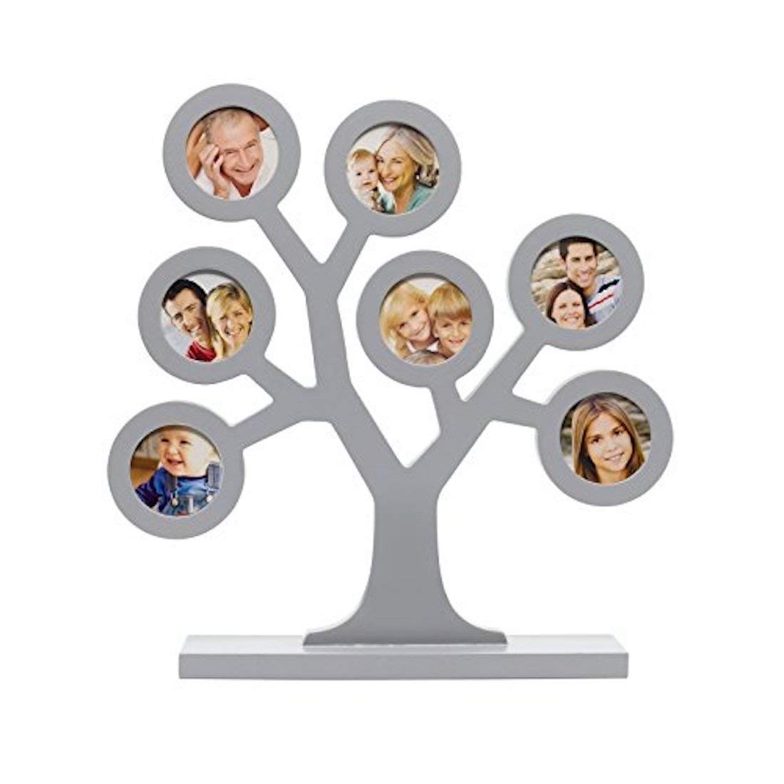 Pearhead Multi Photo Frame Collage – Family Tree Design Silver Picture Frame for 6 Photos, Tabletop Metal Frame, Family Photo Display, Keepsake Gift for Mum, Grandma & Home Décor