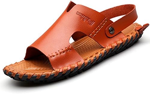 Tuoup Men's Cool Leather Beach Sandles Hiking Sandals Brown 44 9.5 D(M) US