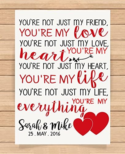 Personalised Presents Gifts For Husband Wife Him Her Girlfriend Boyfriend Wedding Anniversary Birthday Christmas Xmas Valentines Day You'Re My Love Life Everything Prints Posters Wall Art Romantic Love Idea