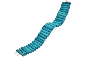 TNFEEON 6x50CM Pet Hamster Parrot Climbing Ladder, Soft Hanging Suspension Wooden Ladder Bridge Birds Toy