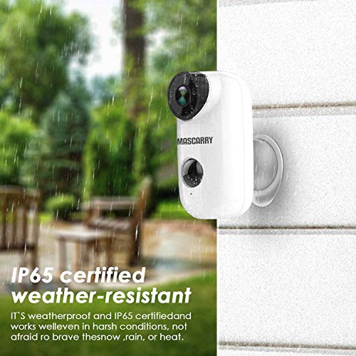 Mascarry Wireless WiFi Home Security Camera System with PIR Motion Detection, Rechargeable Battery Powered, Wall Mount,Indoor/Outdoor, HD Video, 2-Way Audio Night Vision & SD Card Socket - Thumbnail 6