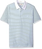 Original Penguin Men's Marl Stripe 2 Button Polo with Contrast Collar, Ballad Blue, Medium