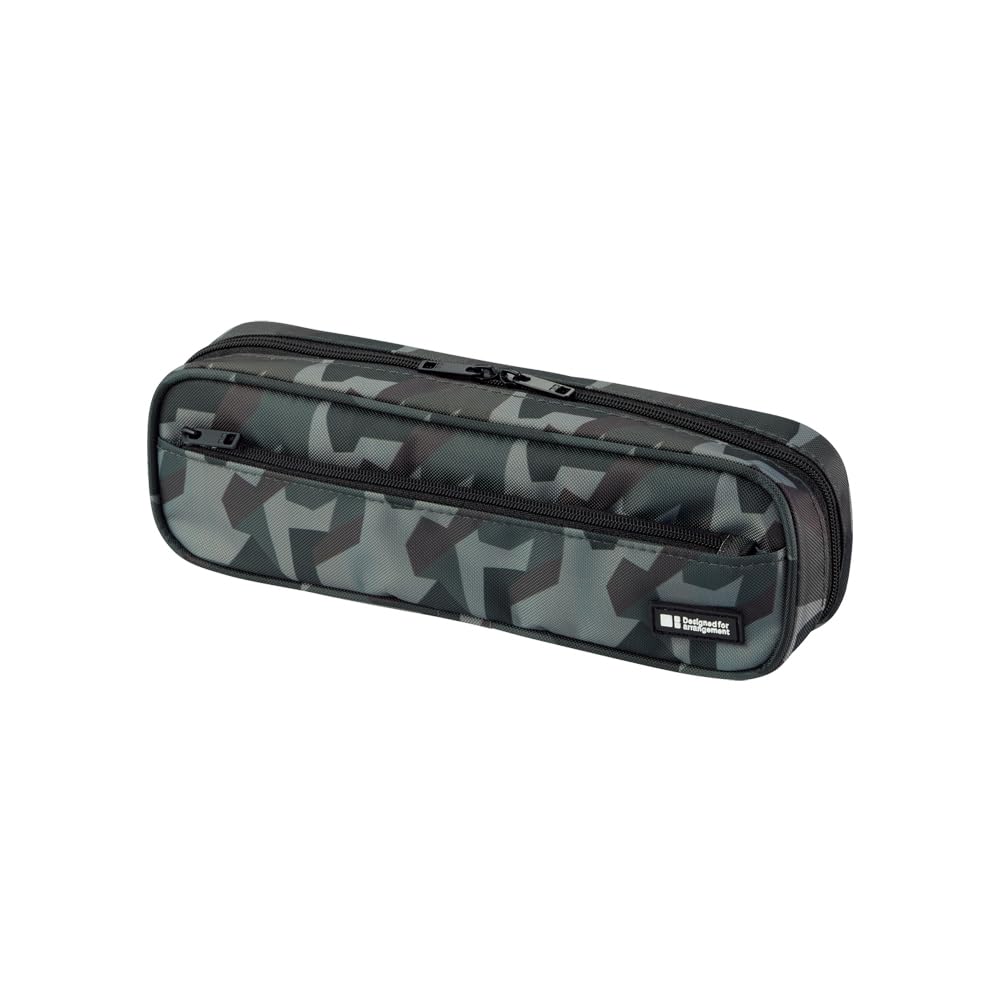 LIHITLAB Large Capacity Zipper Long Pencil Case For School Office College, Big Capacity Pencil Bag Holder Adults Teen Boys Girls, Travel Cosmetics Storage, Green Camo (A7552-131)