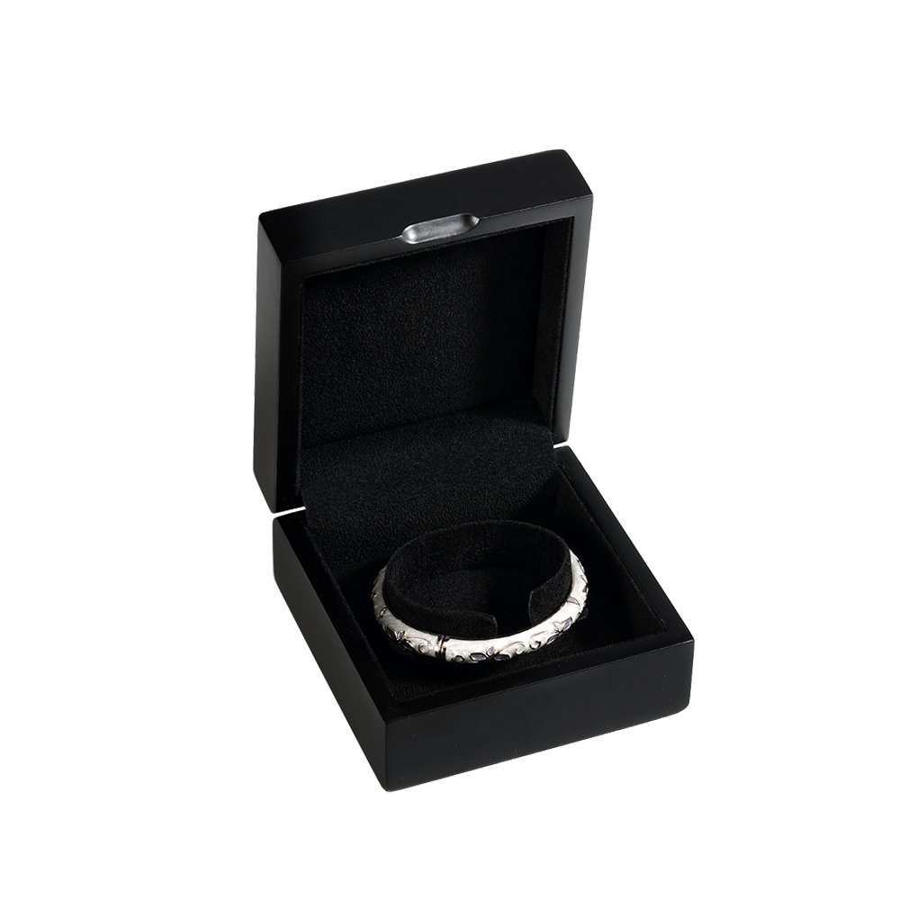 Olymbros Wooden Decorative Jewelry Gift Boxes with Velvet Interior for Bracelet,Black