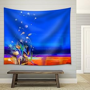 Abstract Colorful Oil Painting Landscape on Canvas - Fabric Wall Tapestry Home Decor - 51x60 inches