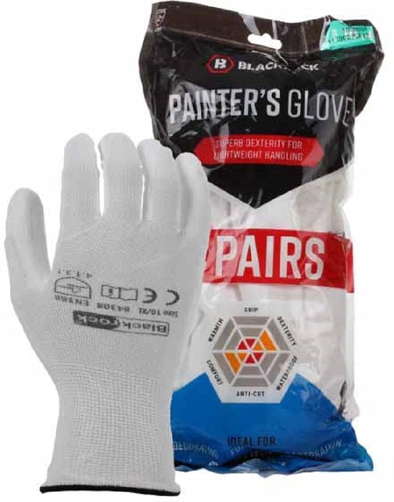 Blackrock Pack Of 6 Pairs Lightweight Painter's PU Grip Safety Work Gloves, Mens Womens Sensitive Precision Working, Ideal For Painting & Decorating, Electronics, Assembly, Handling - Size XL
