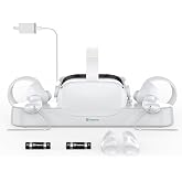 Smatree Charging Dock for Quest 2 | for VR Controller and Headset Charge Simultaneously[Updated Support Elite Strap with Battery](with 2 Rechargeable Batteries)