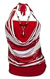 eVogues Plus size Glitter print Necklace accented O-ring Top