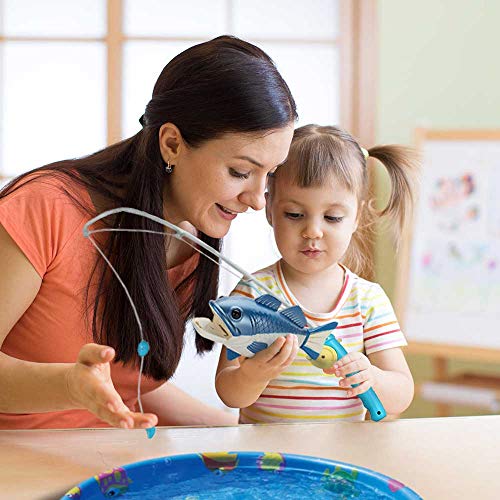 Fishing-Game-Toy-for-Kids-and-Toddlers-with-Realistic-Swimming-Fish-Best-Bathtub-Floating-Blue-Fish-with-Easy-to-Turn-Rod-Safe-and-Fun-Bathtime-Pool-Activity-Cool-Unique-Gift-Idea-for-Children