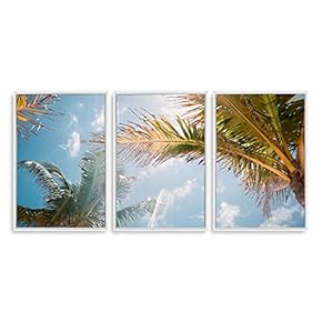 3 Piece Framed Canvas Wall Art for Living Room, Bedroom Vintage Tropical Palm Trees Canvas Prints for Modern Home Decoration Ready to Hang - 16"x24"x3 Panels