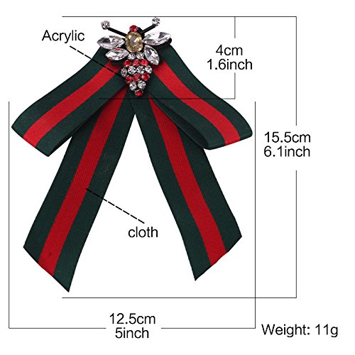 Kercisbeauty Lady Girl Bee Crystal Circle Leaf Bow tie Choker Necklace with Rhinestones Stripe Necktie Corsage Brooch Chiffon Choker Necklace Blouse Collar Bowknot Graduation Ball (Blue) - Thumbnail 2